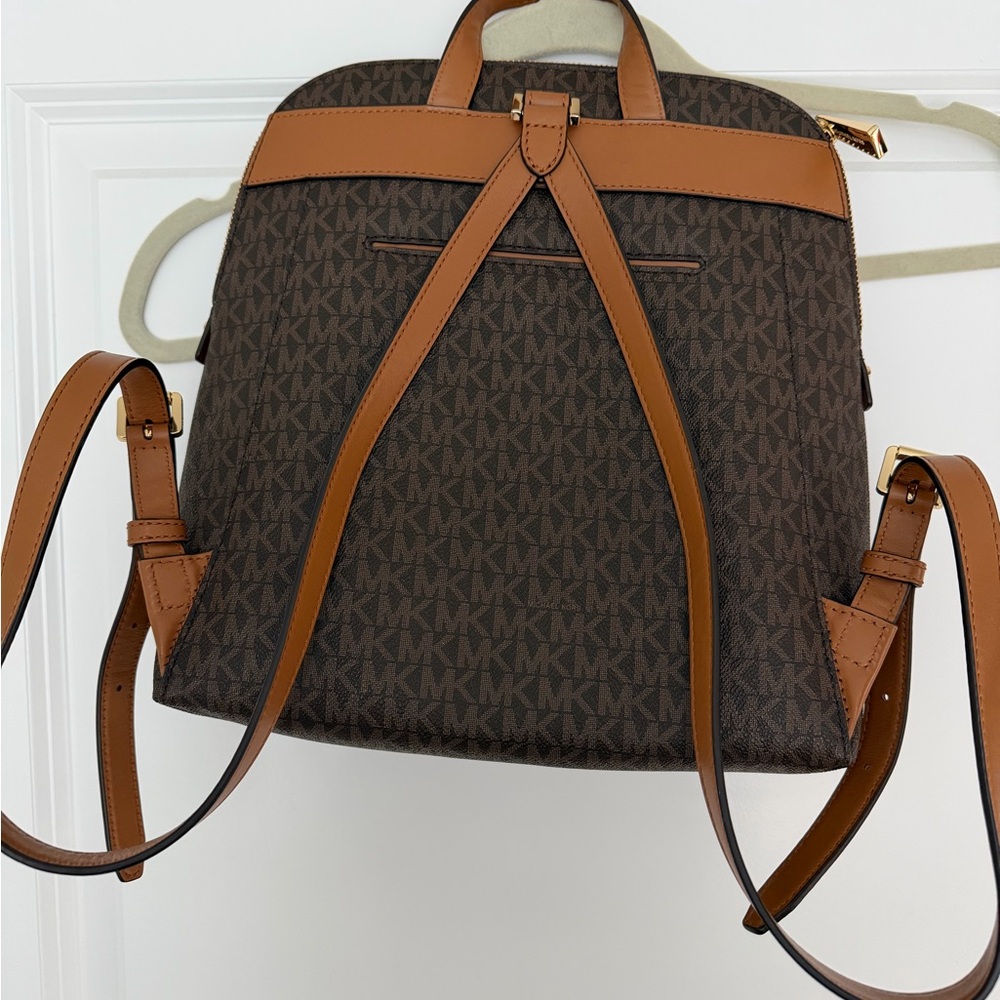 Michael Kors Dark Brown Medium Logo Backpack - Picture 2 of 4